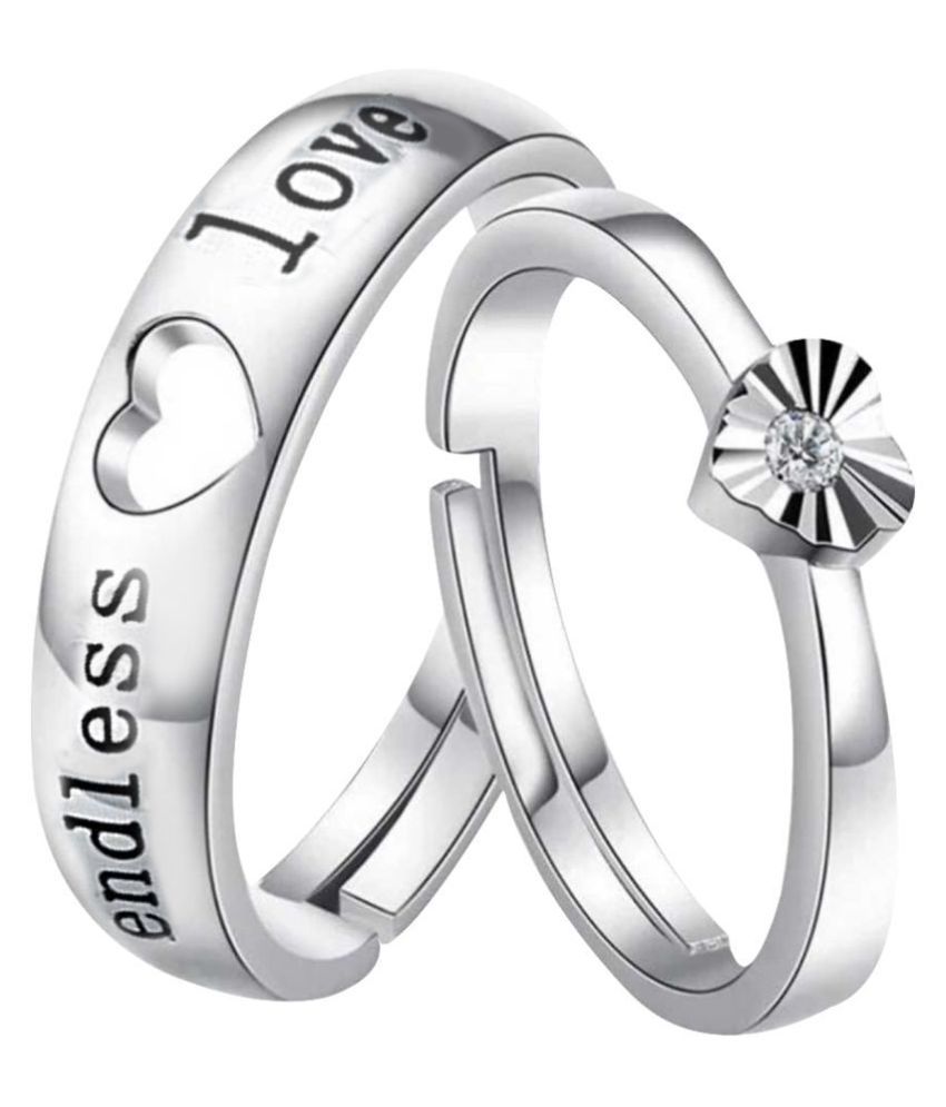     			Adjustable Couple Rings Set for lovers Silver Plated Solitaire for Men and Women-2 pieces