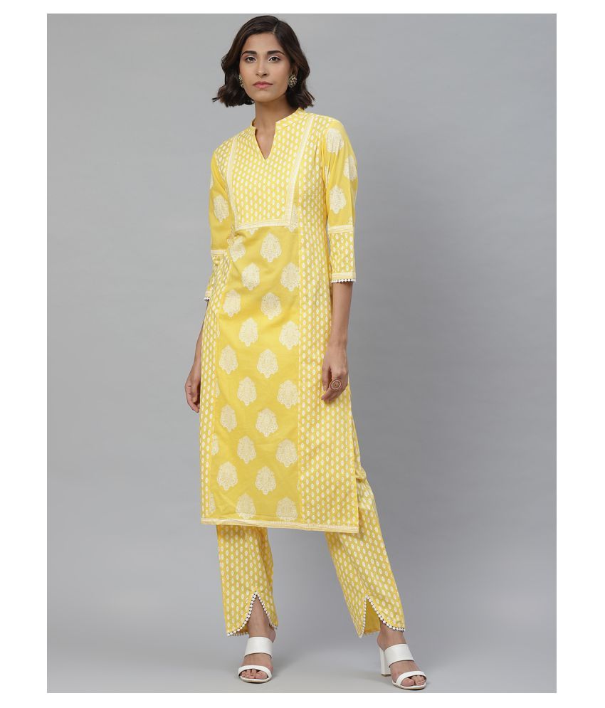     			Yash Gallery Cotton Kurti With Pants - Stitched Suit