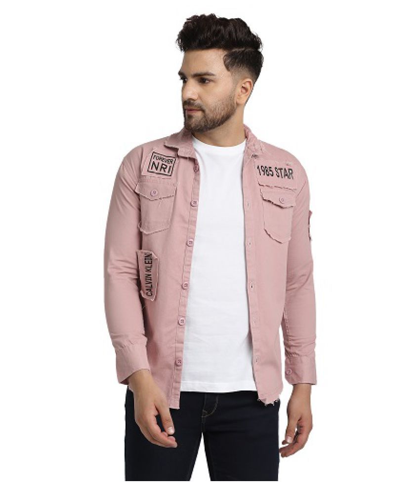 peach colour denim jacket