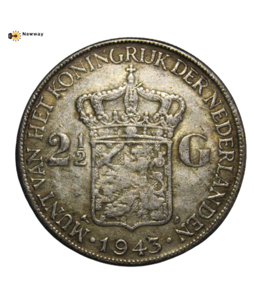     			2Â½ Gulden 1943 - Wilhelmina Netherlands East Indies (Indonesia) Extremely Rare Coin