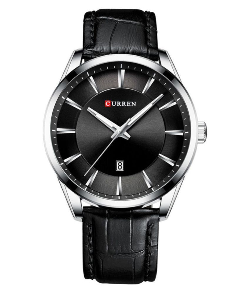 curren black analog watch