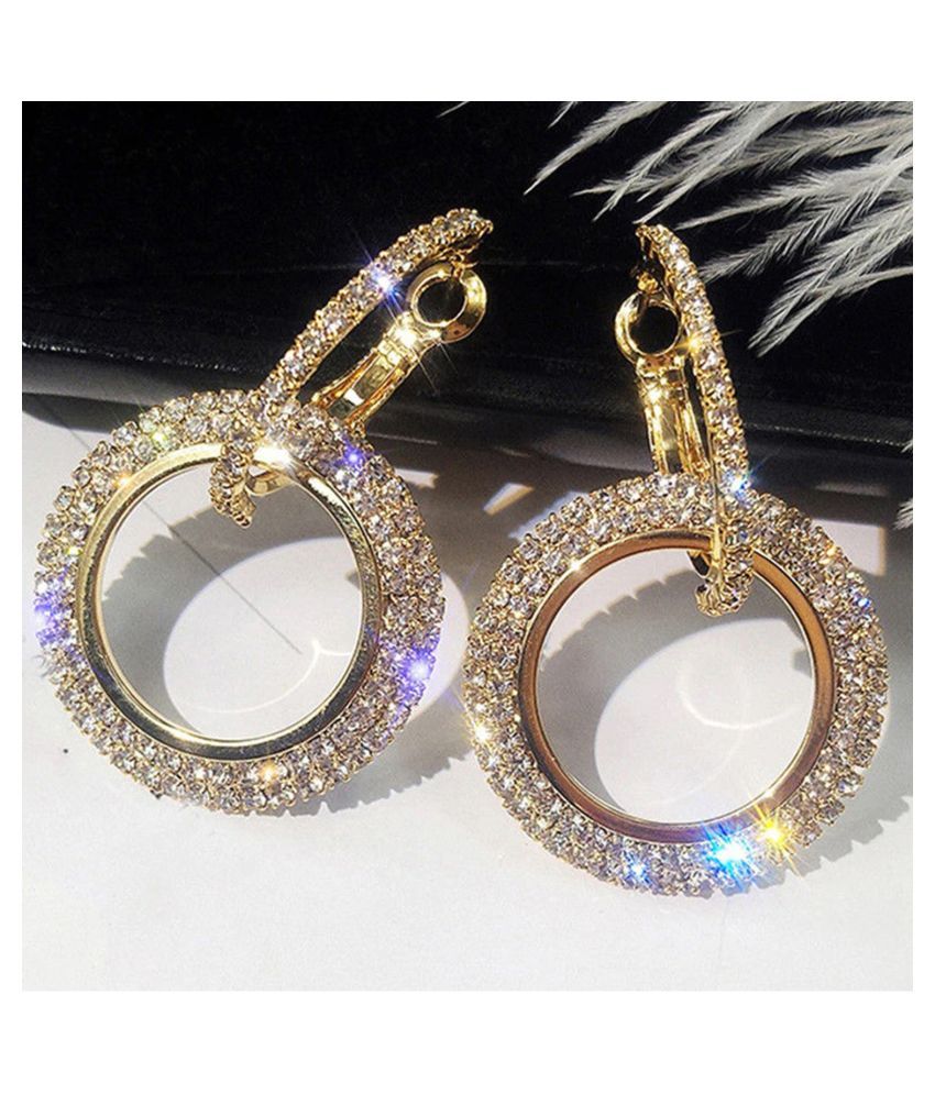 Combo of Crystal Hoop Earrings and Crystal Rose Studs Buy Combo of