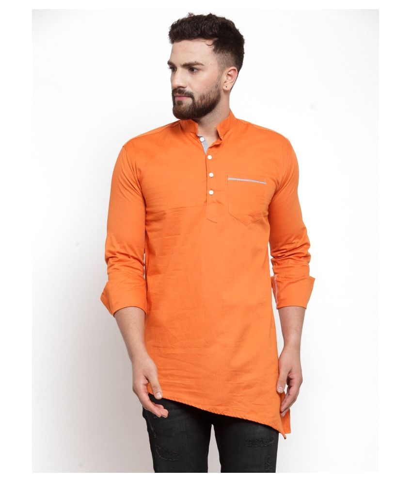 Kurta Orange Cotton Kurta Buy Kurta Orange Cotton Kurta Online at Low