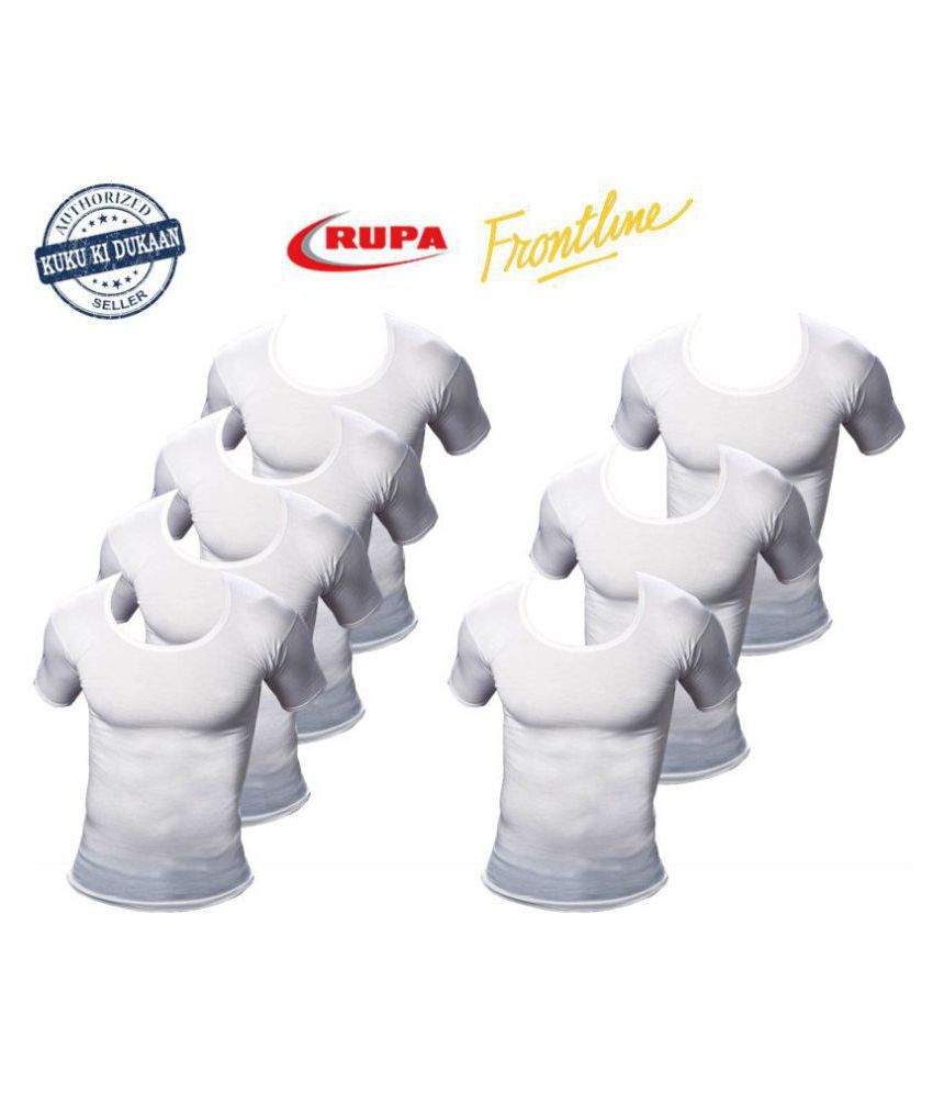     			Rupa White Half Sleeve Vests Pack of 7