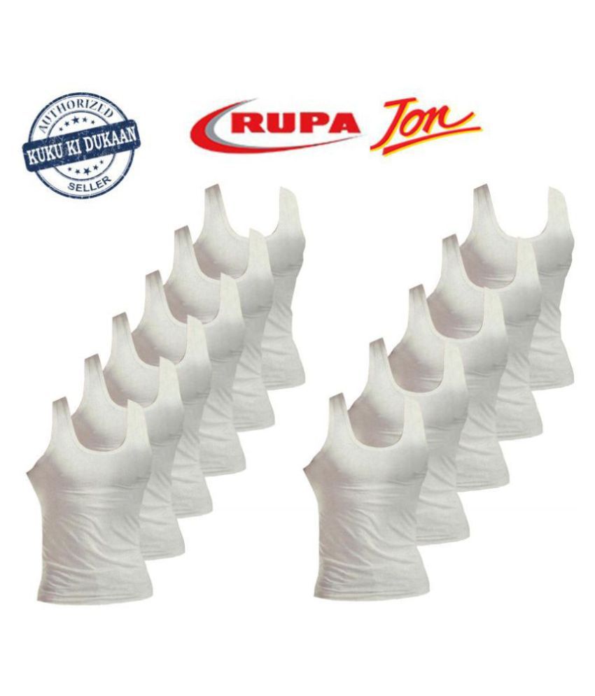     			Rupa White Sleeveless Vests Pack of 11