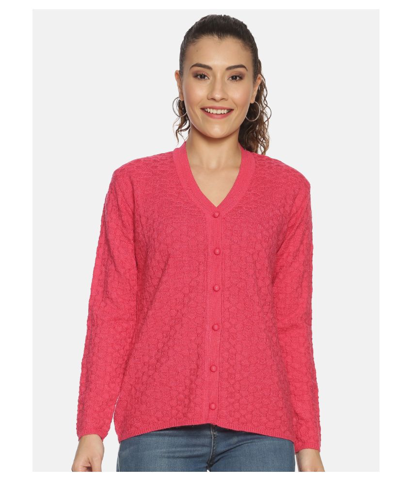     			Clapton Acrylic Pink Buttoned Cardigans - Single