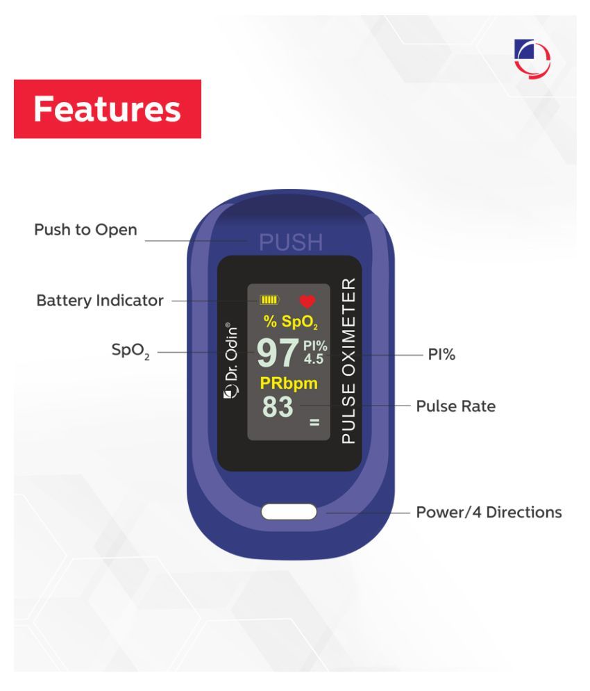 DR. ODIN Pulse Oximeter Fingertip F03T-BLUE Finger Tip: Buy DR. ODIN ...