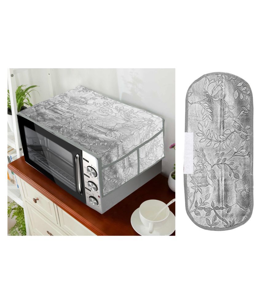     			E-Retailer Set of 2 PVC Gray Microwave Oven Cover -