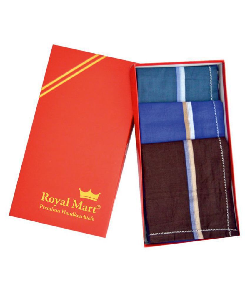     			Royal Mart 12 Pieces Dark Colour 15 Inch Complete Face Cover Handkerchief Men's Cotton Striped | Comfortable and Convenient for Long Hours | Red Box | Multi Colour| Handkerchief (Pack of 12)