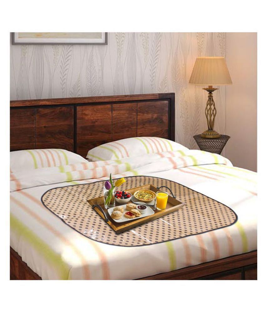 PrettyKrafts Bed Server for Home or Travel Purpose, Food Mats, Bedsheet Protector, Good for 6 Pax, Large Size, Polka Grey