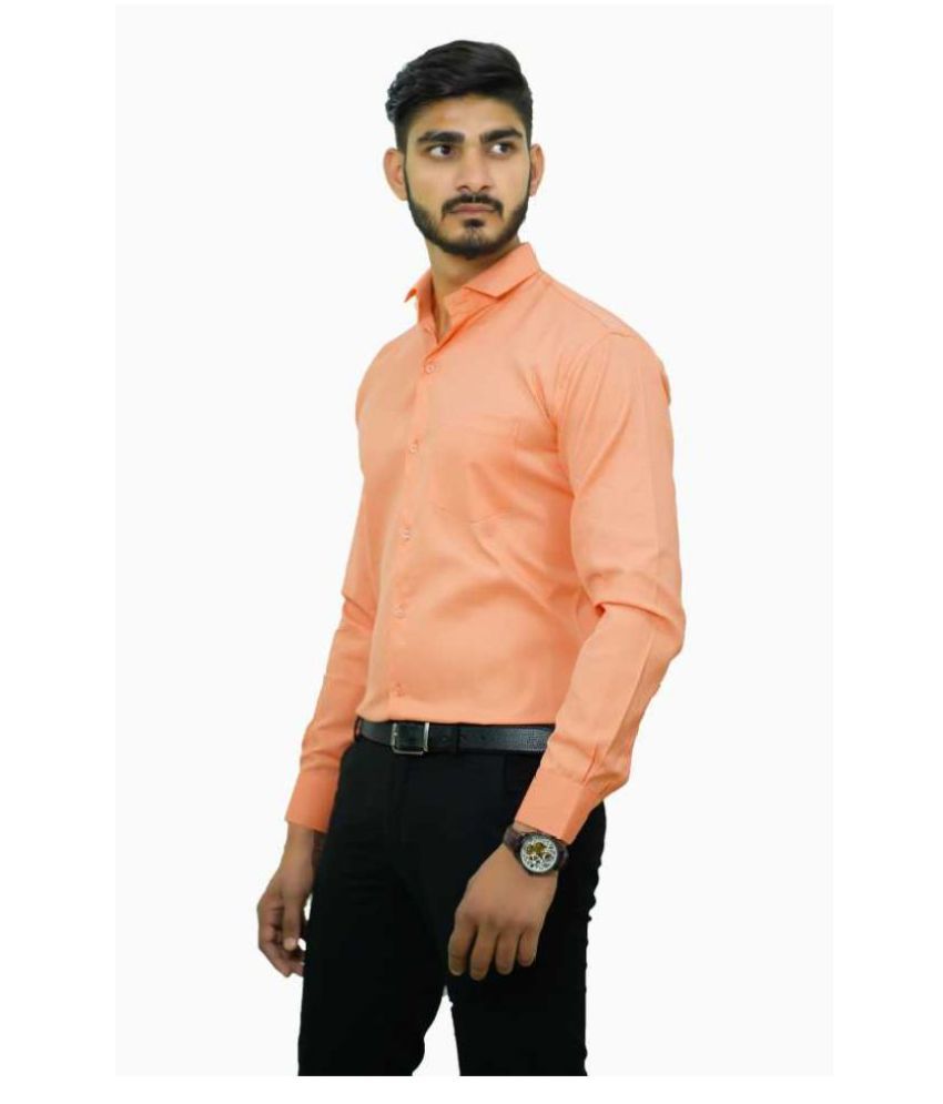 peach shirt outfit men