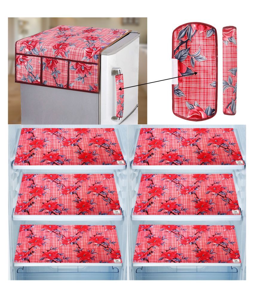     			E-Retailer Set of 9 PVC Red Fridge Top Cover