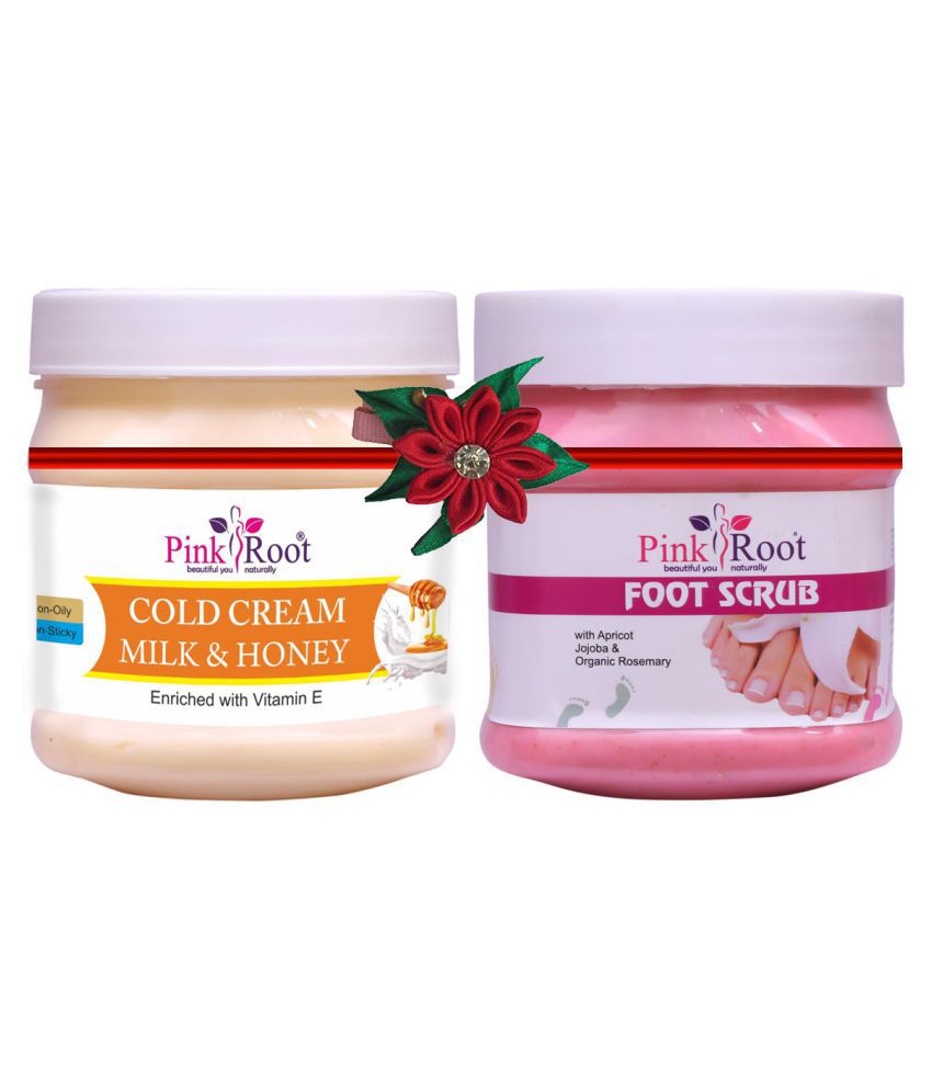 Pink Root Foot Scrub 500gm With Cold Cream Milk Honey 500gm Day Cream