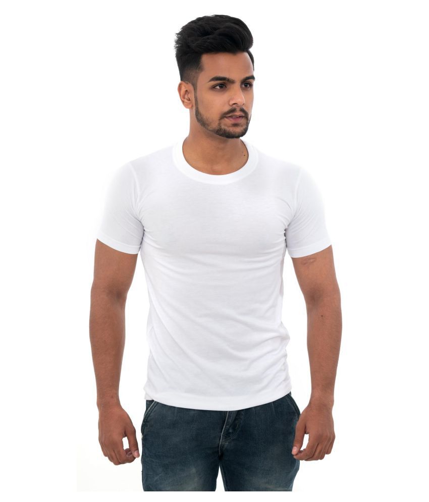 Apparel Polyester Cotton White Solids T-Shirt - Buy Apparel Polyester