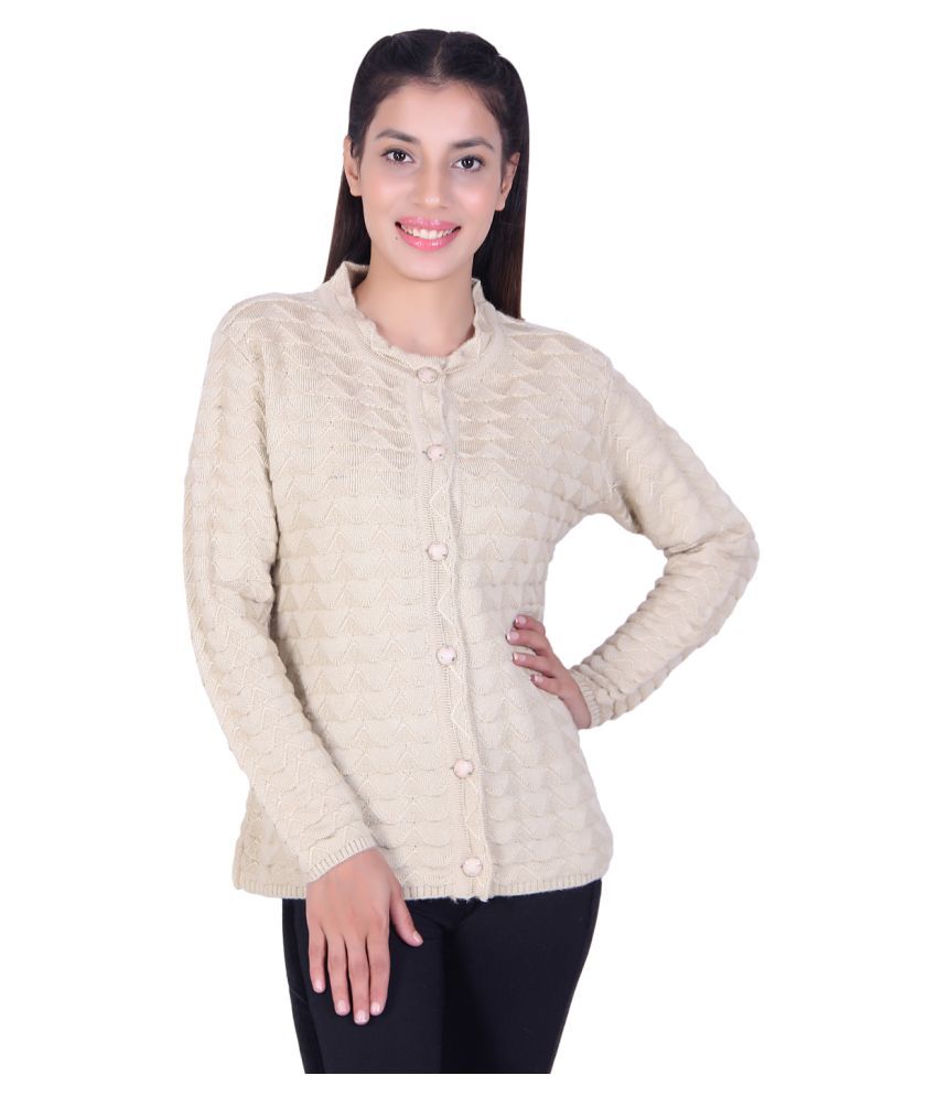     			Ogarti Acrylic Beige Buttoned Cardigans