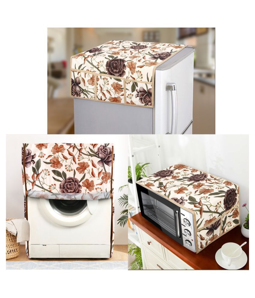     			E-Retailer Set of 3 Polyester Brown Fridge Top Cover