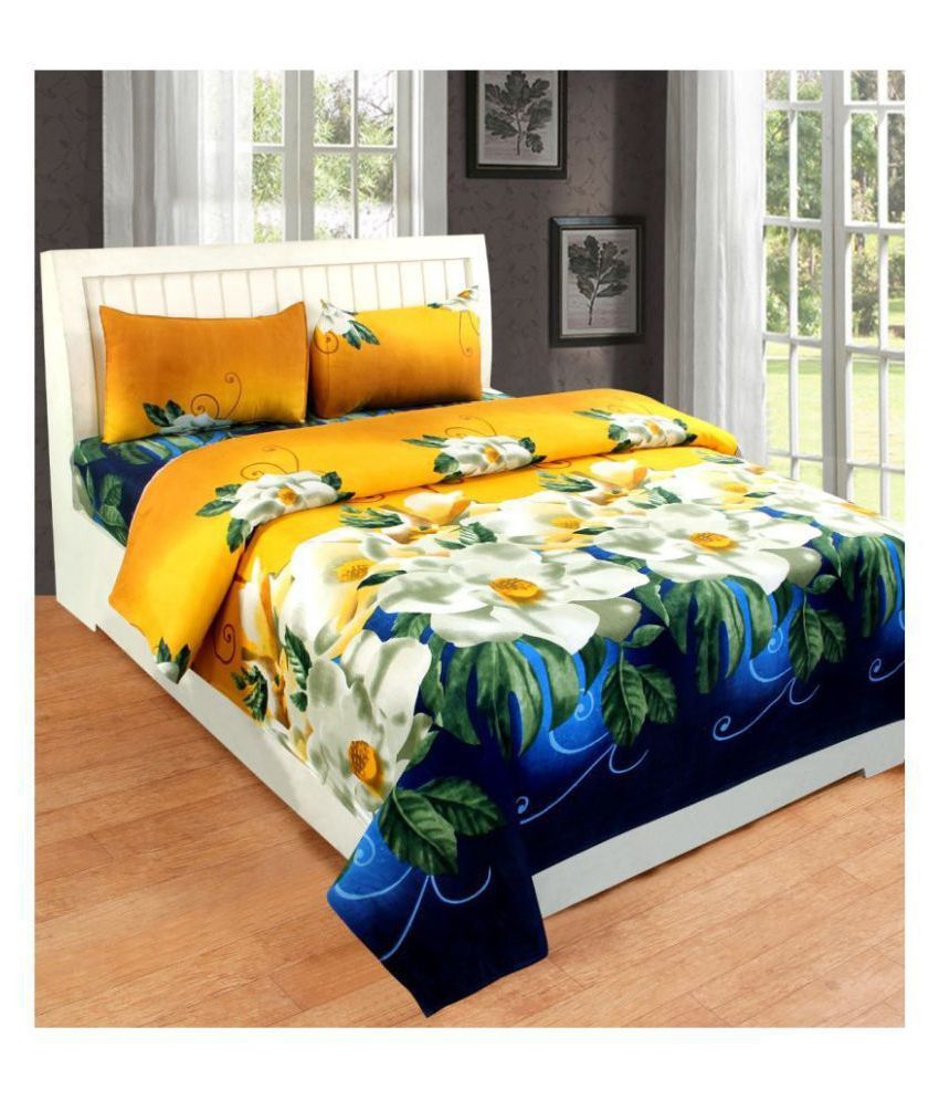 M V Trading Co Poly Cotton Double Bedsheet With 2 Pillow Covers 228 