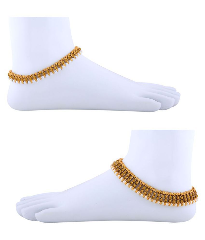    			Silver Shine Designer Traditional  Anklet Wedding Jewellery  For Women Girls Set-2