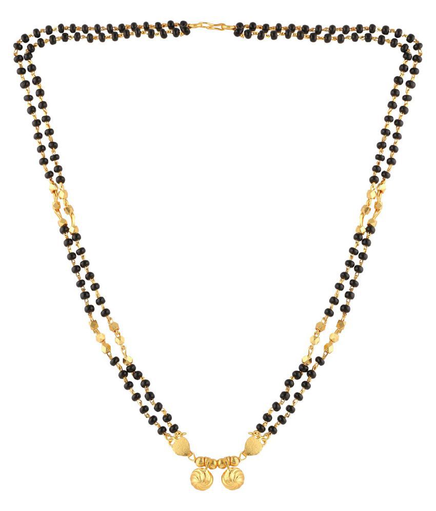     			h m product gold plated black bead short mangalsutra for women  -10024