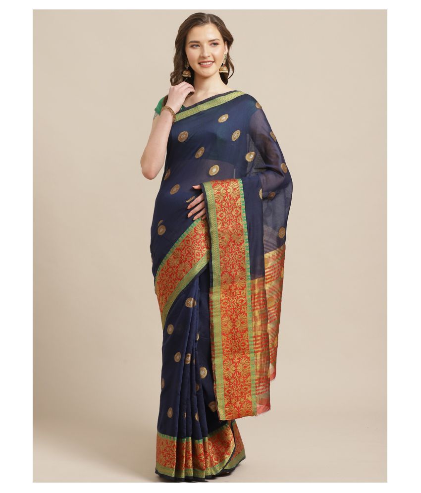     			Aarrah Blue Silk Blends Saree