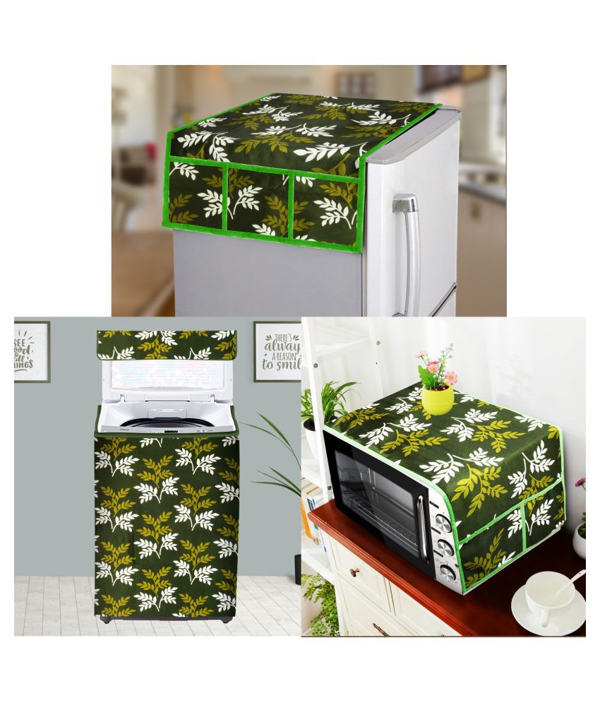     			E-Retailer Set of 3 Polyester Green Fridge Top Cover