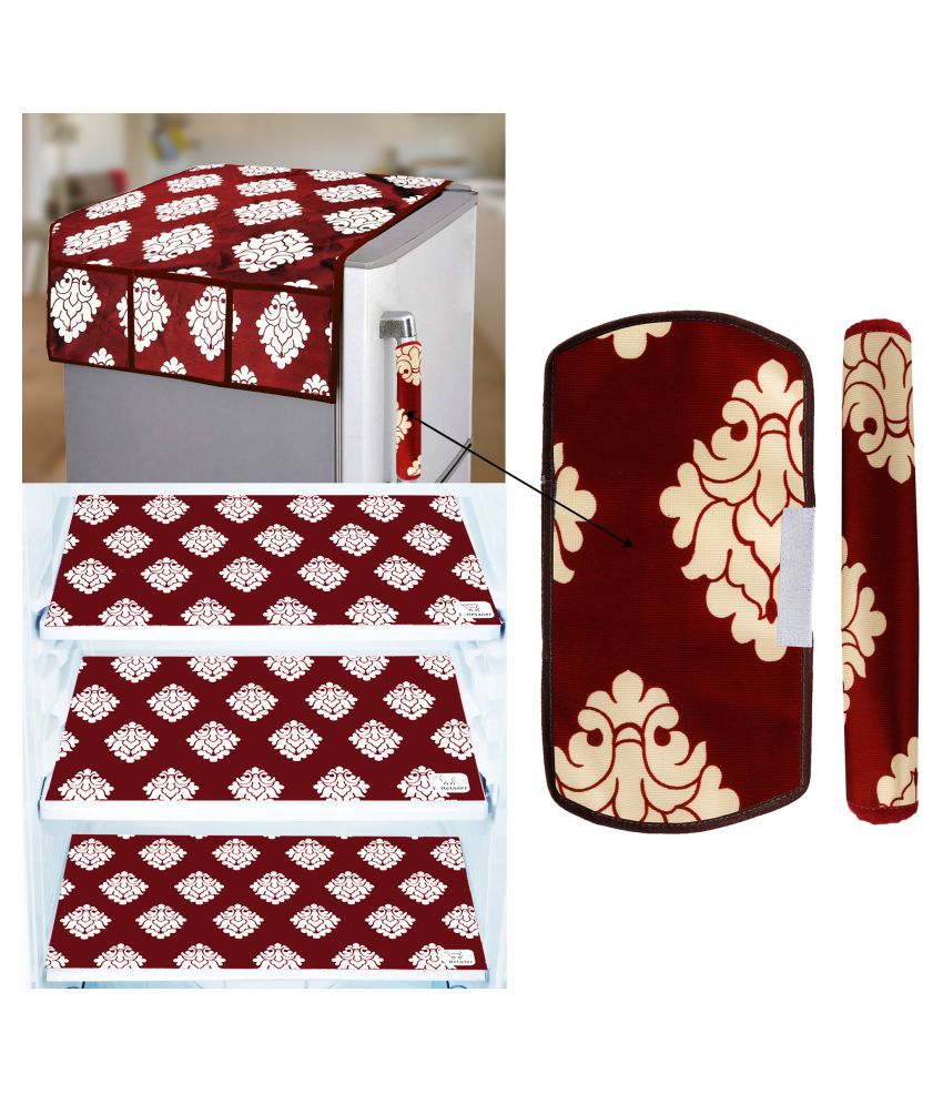     			E-Retailer Set of 6 PVC Maroon Fridge Top Cover