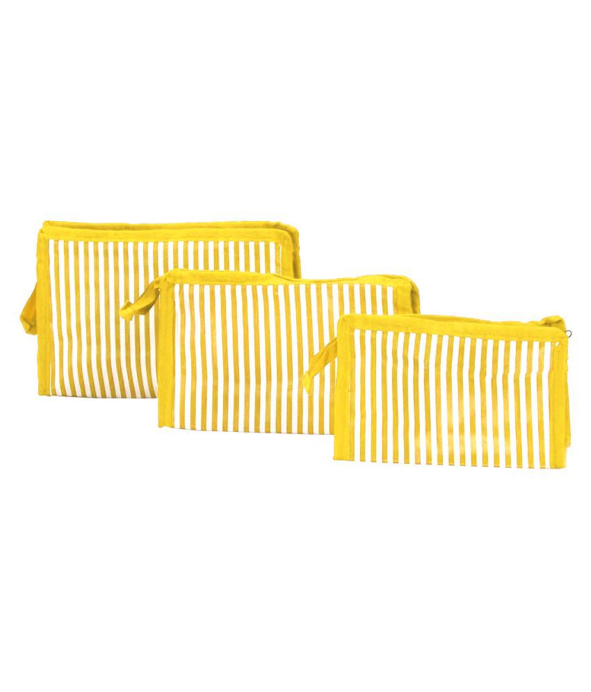 PrettyKrafts Yellow Vanity Kit and pouches - 3 Pcs