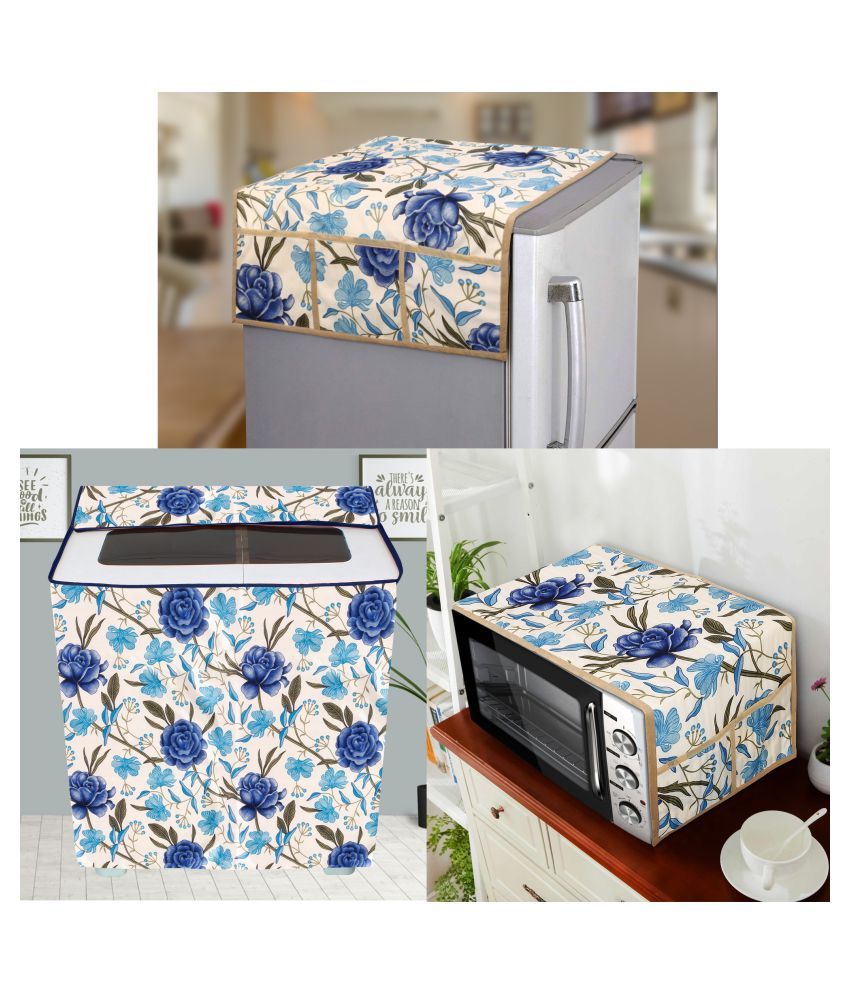     			E-Retailer Set of 3 Polyester Blue Fridge Top Cover