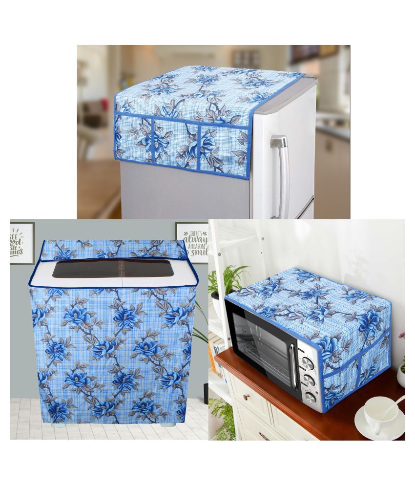     			E-Retailer Set of 3 Polyester Blue Fridge Top Cover