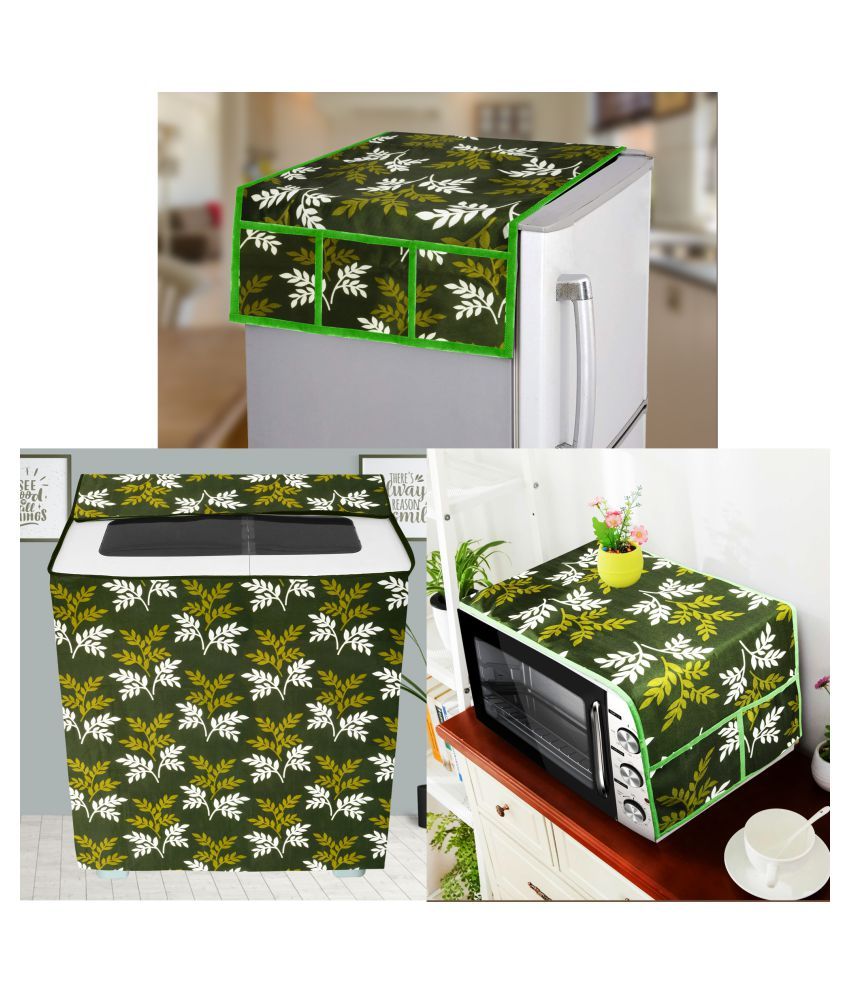     			E-Retailer Set of 3 Polyester Green Fridge Top Cover