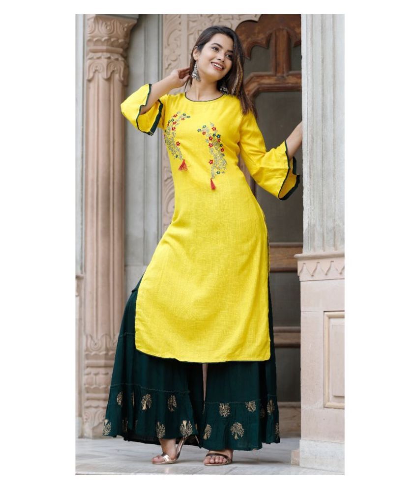 Dhruvi Rayon Kurti With Sharara And Gharara - Stitched Suit - Buy ...