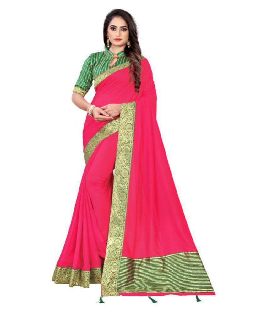Seema Sarees Pink,Green Vichitra Silk Saree Buy Seema Sarees Pink