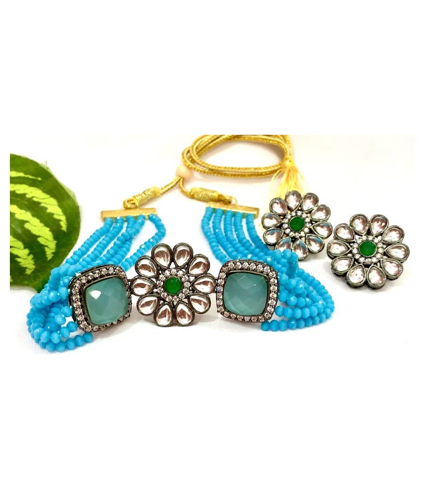 Beads N Threads None Blue Choker Contemporary/Fashion Necklaces Set