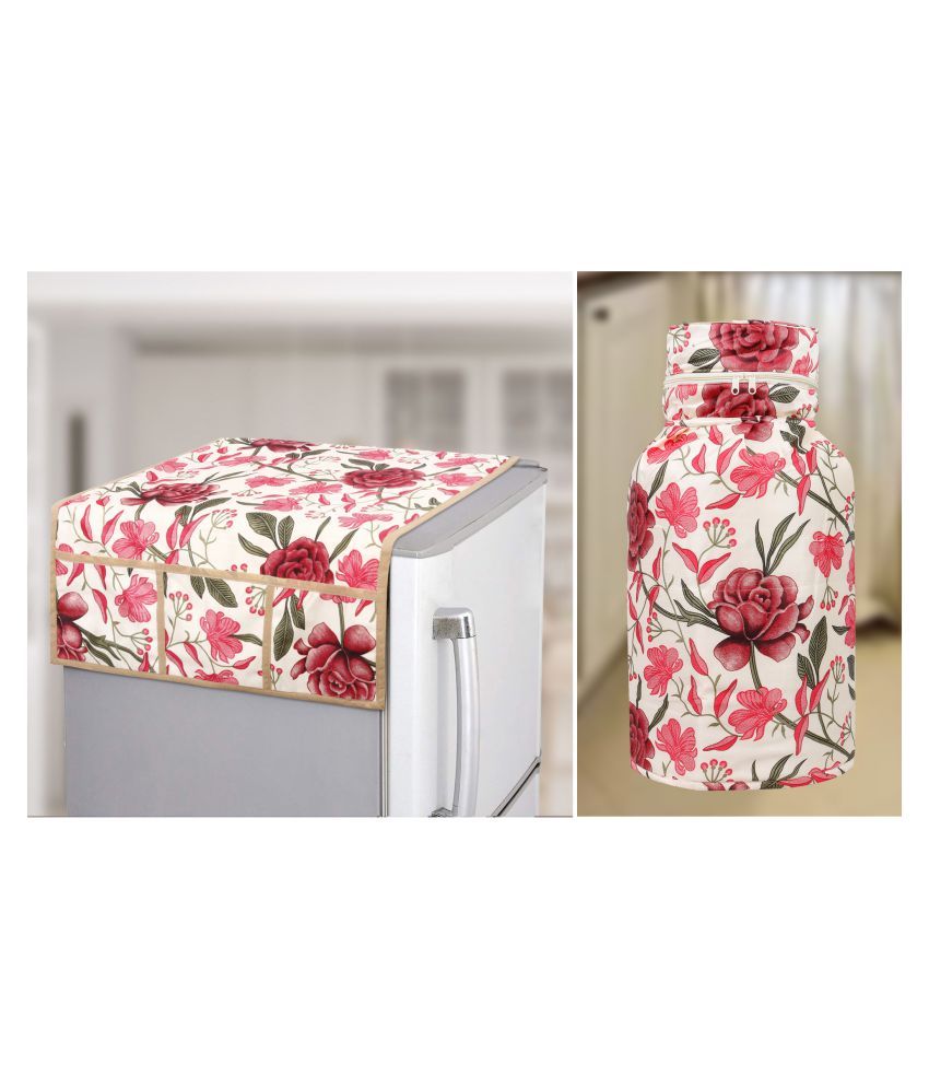     			E-Retailer Set of 2 Polyester Red Fridge Top Cover