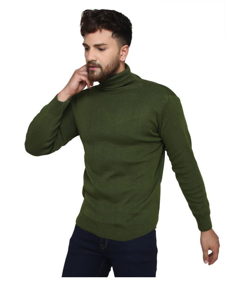 green high neck sweater