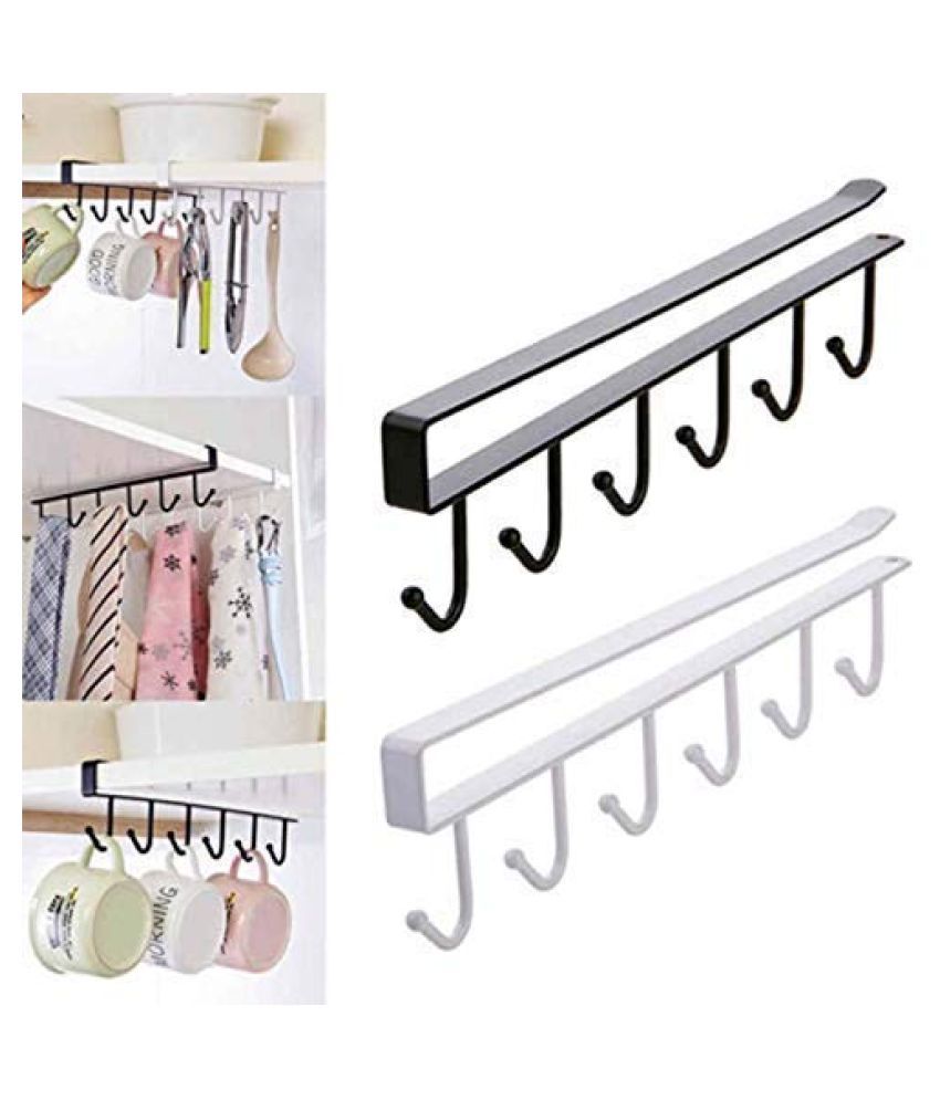 Multifunctional Metal Door Organiser/Hook Hanger White Black Random