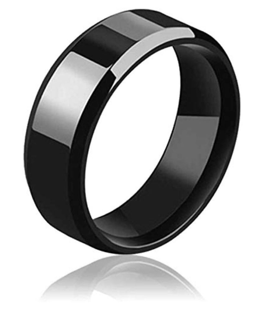 Stylish GB Stainless Steel Round Black Ring For men and Boys: Buy ...