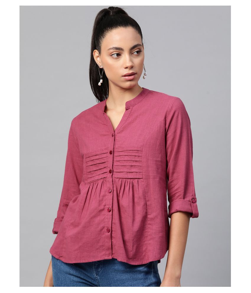 pink cotton shirt ladies