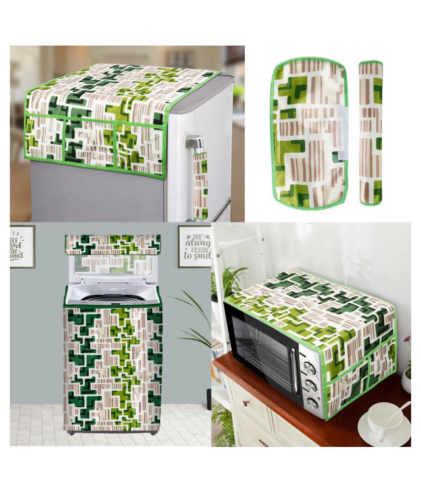     			E-Retailer Set of 5 Polyester Green Fridge Top Cover