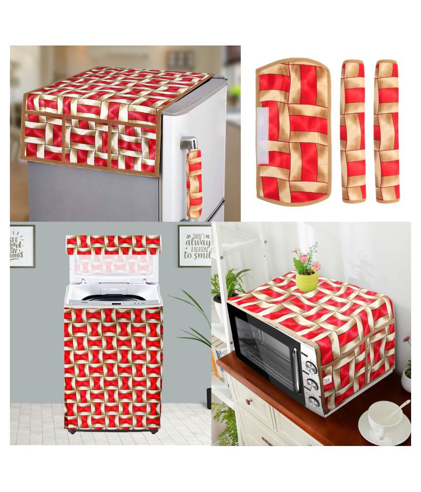     			E-Retailer Set of 6 Polyester Red Fridge Top Cover