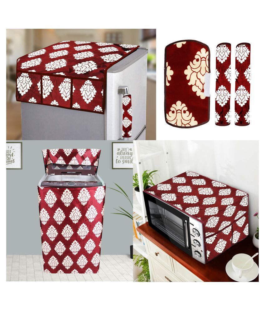     			E-Retailer Set of 6 Polyester Maroon Fridge Top Cover