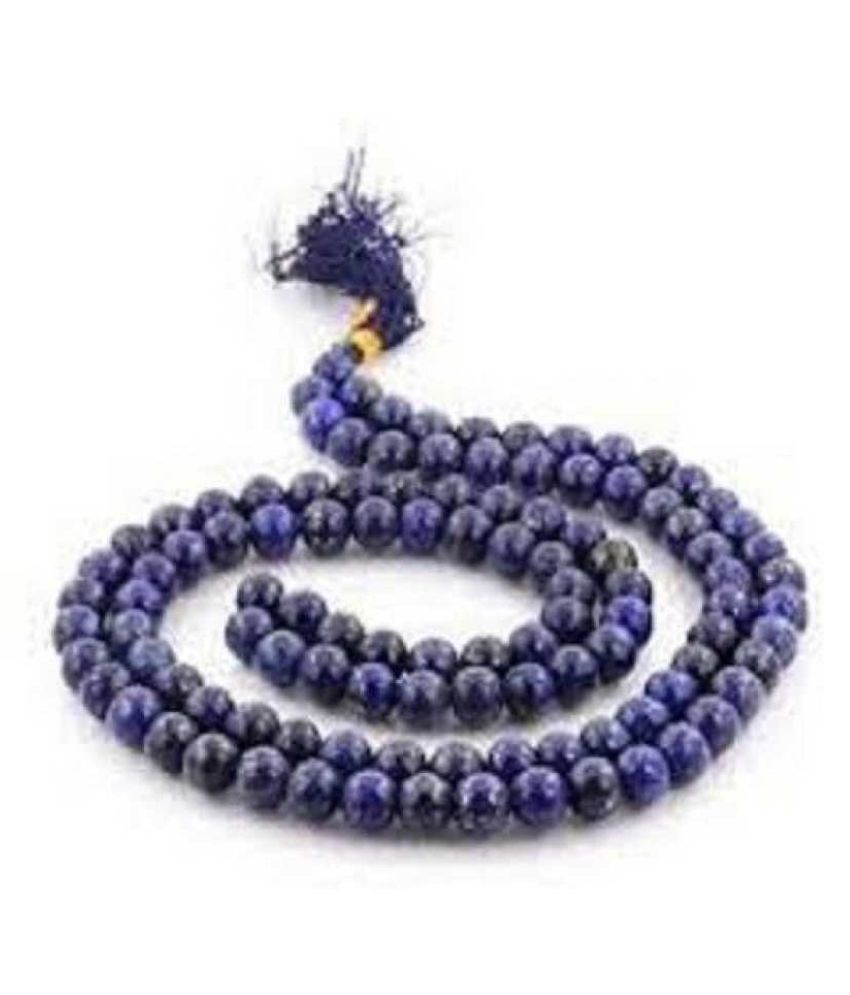 Kundli gems - Blue Sapphire Mala Crystal Neelam Gemstone Necklace for ...