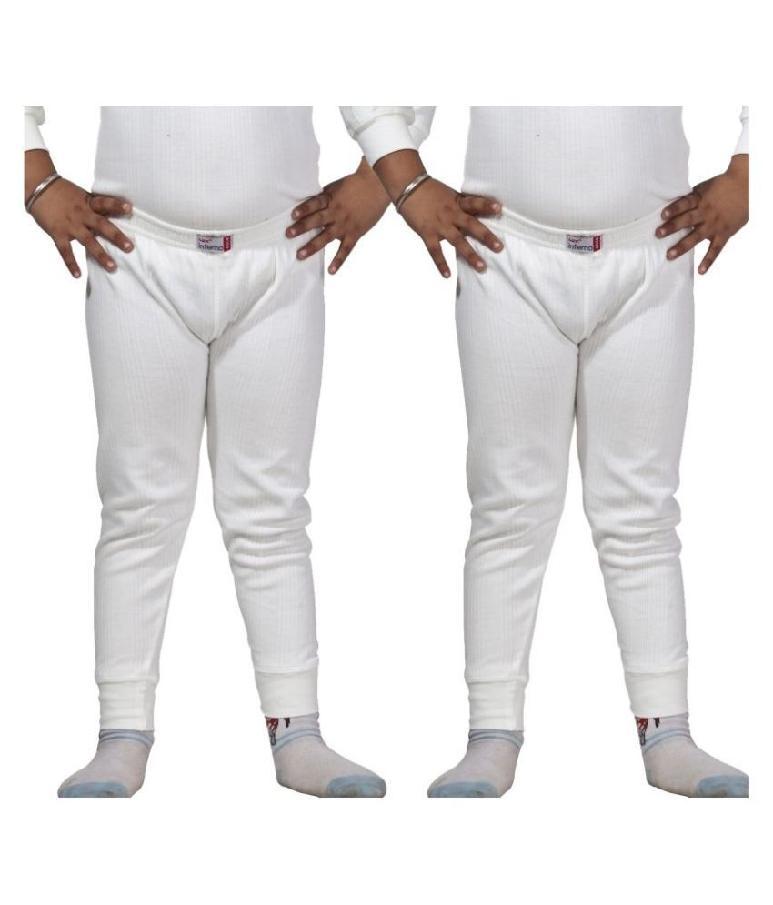     			Lux Inferno Boys & Girls White Round Neck Full Sleeves Lower/Bottom/Trouser Thermal - Pack of 2