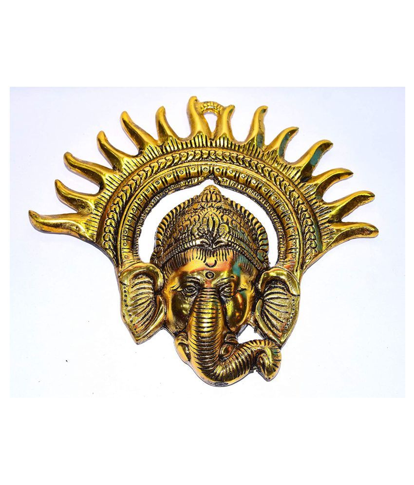 Metal Lord Ganesh Face Idol Metal Ganesh Door Hanging Metal Golden
