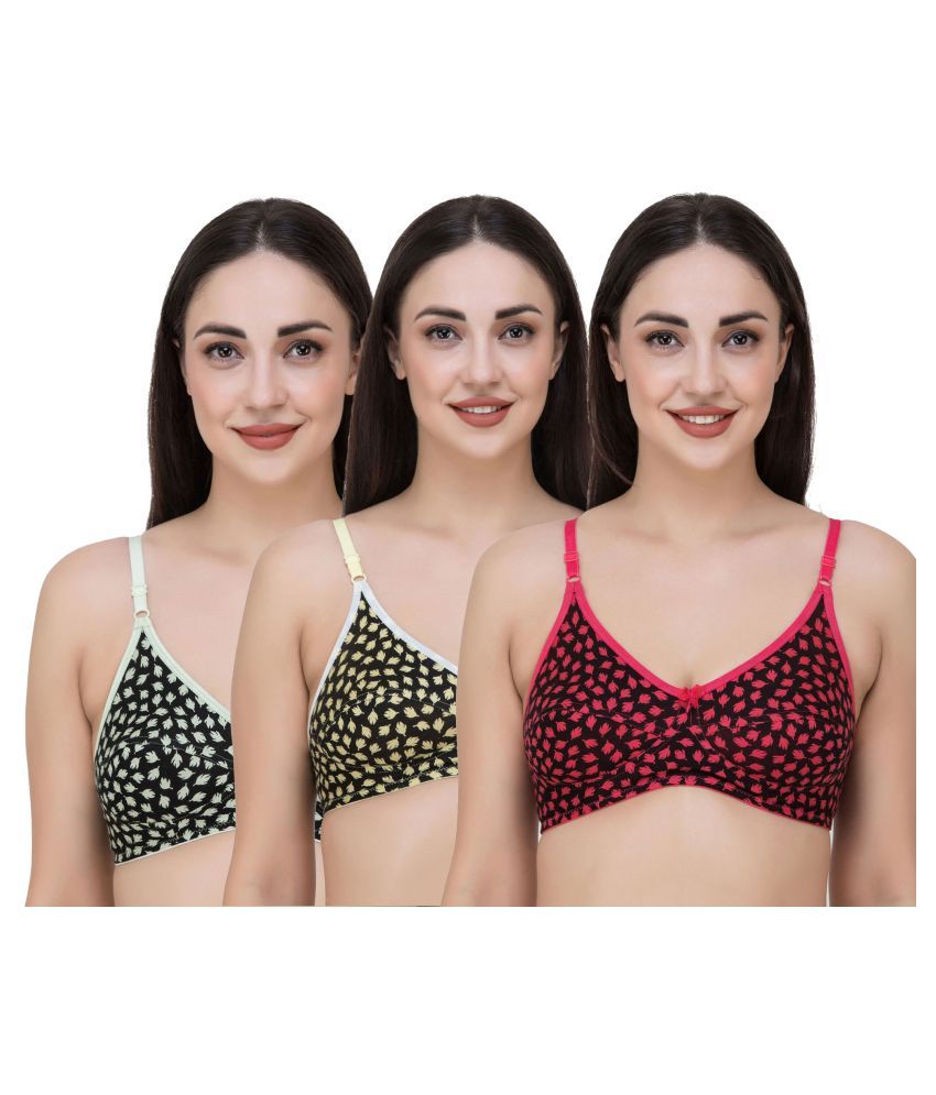     			Fasense Pack of 3 Cotton Non Padded Women's T-Shirt Bra ( Multi Color )