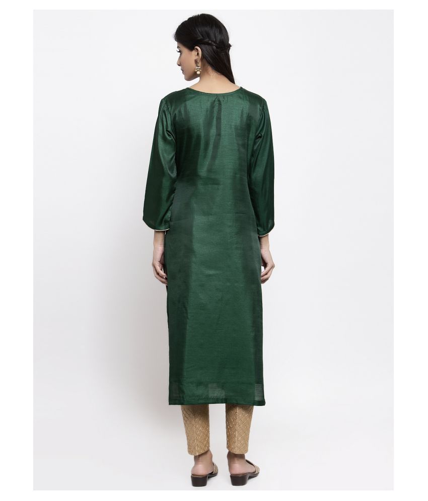 silk green kurti