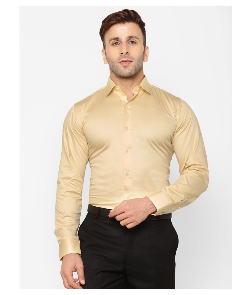     			EPPE 100 Percent Cotton Yellow Solids Formal Shirt