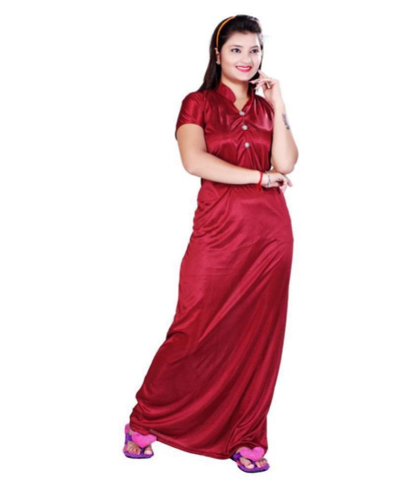 Buy Gangomi Satin Nighty And Night Gowns Red Online At Best Prices In India Snapdeal 