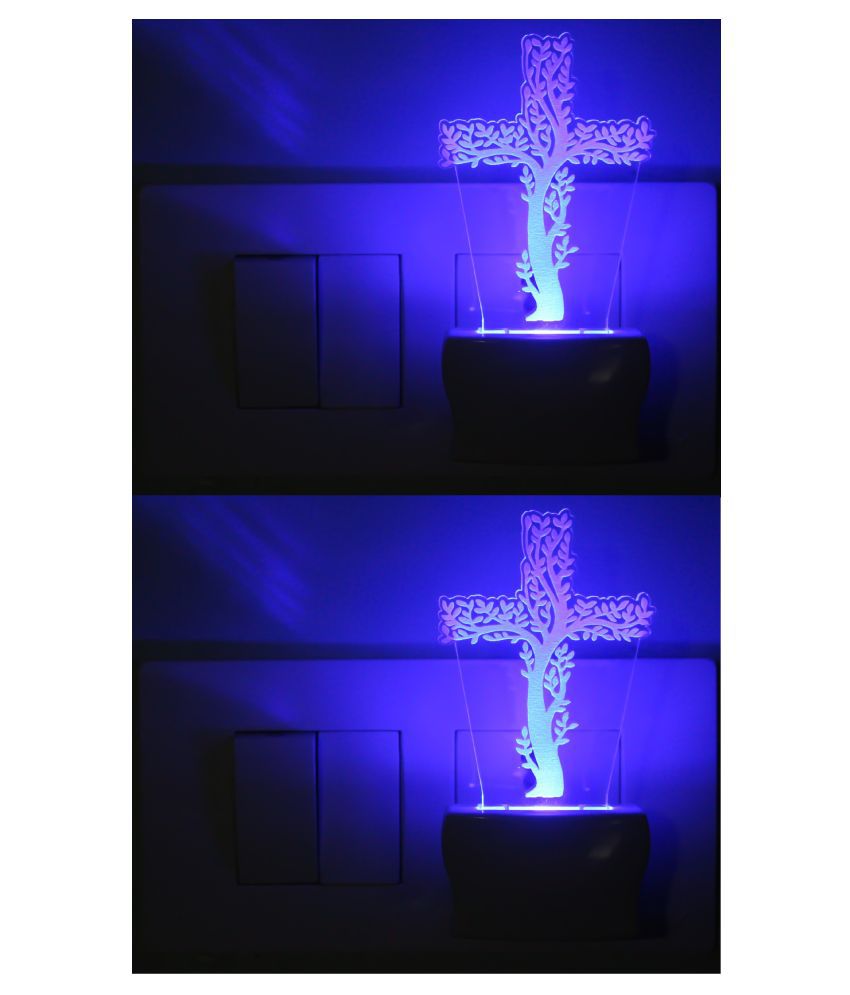     			AFAST 3D Illusion LED Sikh Khanda Night Lamp Multi - Pack of 2