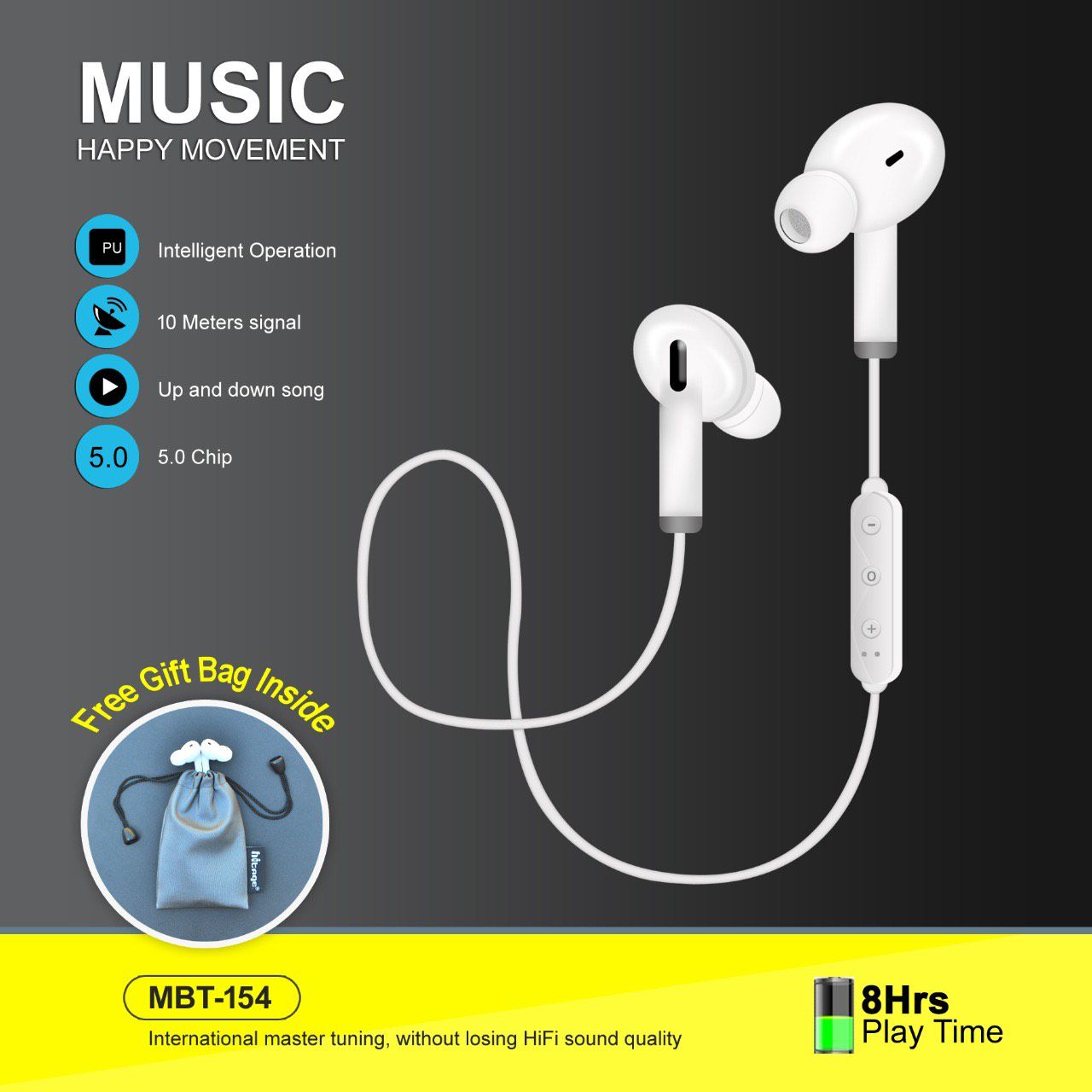 Hitage MBT 154  Mobicafe Mobicafe Neckband Wireless Earphones With Mic